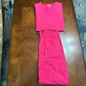 Dickies Hot Pink Scrub Top & Bottom (petite) Set- Xtra Small